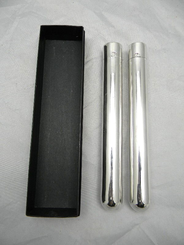 Two Sterling Cigar Tubes 5.50ozt: Two Sterling Cigar Tubes 5.50ozt
