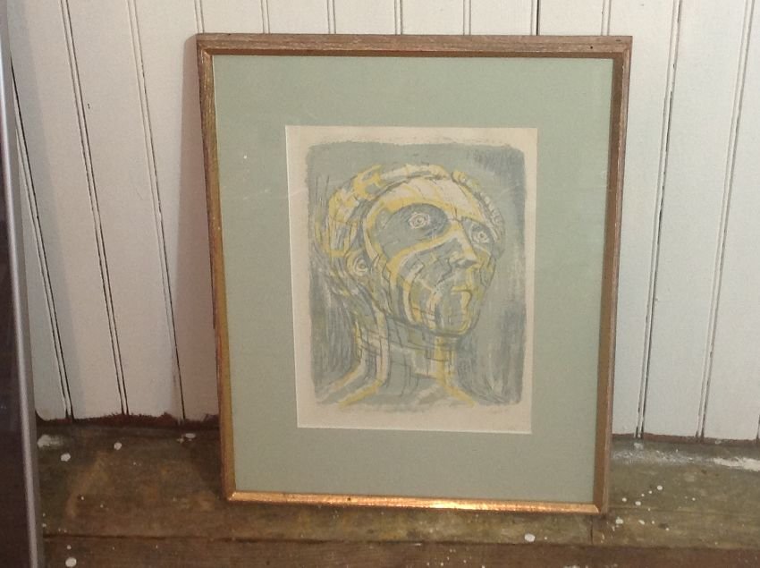 Henry Moore Lithograph Head of Prometheus 32/50: Limited edition Lithograph from Henry Moore # 32/50 measures 10" by 13.75" (head) Goethe's From Prometheus