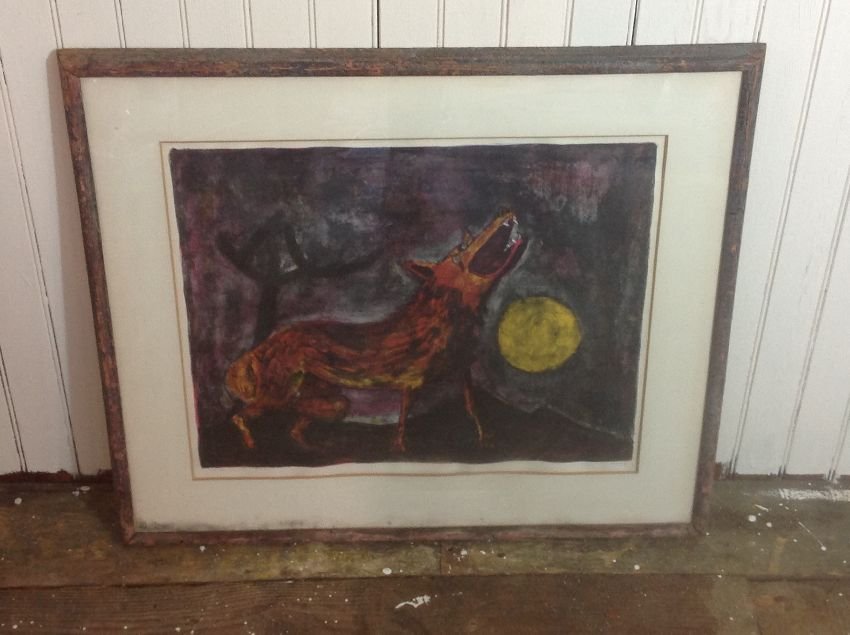 Rufino Tamayo Coyote Pencil signed Print 14/100: Limited edition print by Rufino Tamayo titled Coyote. It is pencil signed Tamayo on bottom left and number 14/100 on bottom right. Measures 21.5" by 17.5"