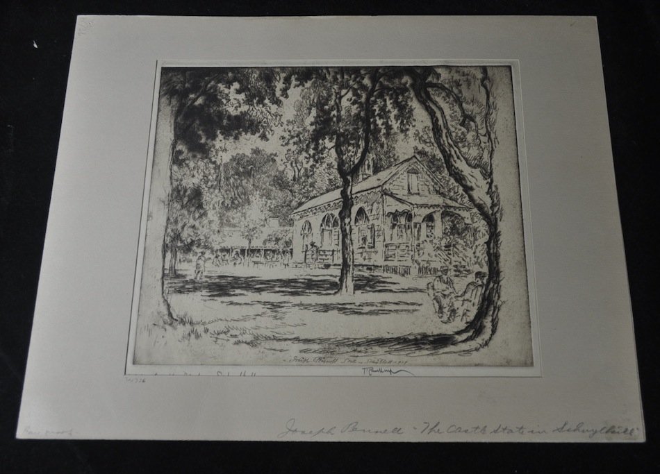 Joseph Pennell, "The Castle State in Schuylkill": Etching by Joseph Pennell (American, 1860-1926), "The Castle State in Schuykill". Signed and dated 1919. Dimensions: 10 1/2" x 12".