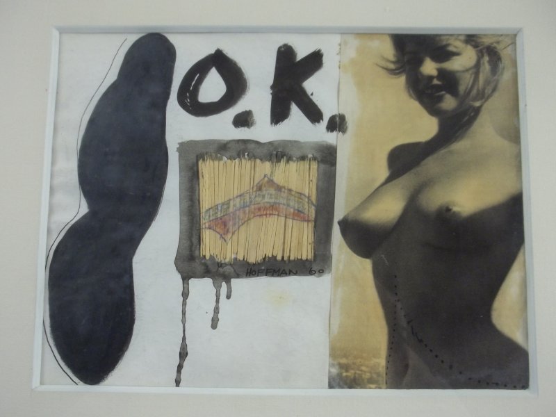Martin Hoffman, "OK", Mixed Media Nude: Dated 1960, signed middle, Photography, matches, watercolor,8"h x 11"w