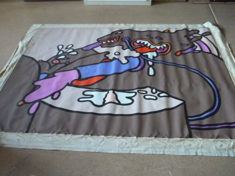 Martin Hoffman, Pop Art Painting: unframed acrylic on canvas, 72"x96"pencil signed on back Martin Hoffman 6529 Hines Parkway Hollywood Florida