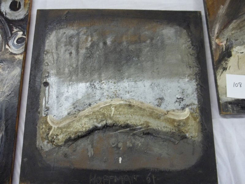 Martin Hoffman, untitled, Abstract: acrylic on board with collaged on shapes, signed Hoffman 61, 24"x24"