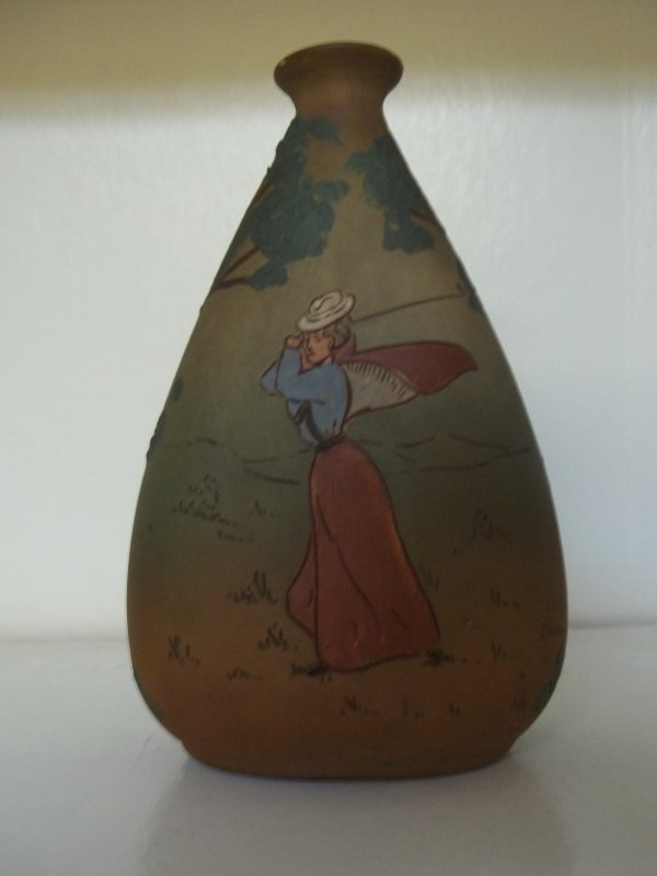 Weller Dickens Ware Vase - Lady Golfer: Height 7 1/2"