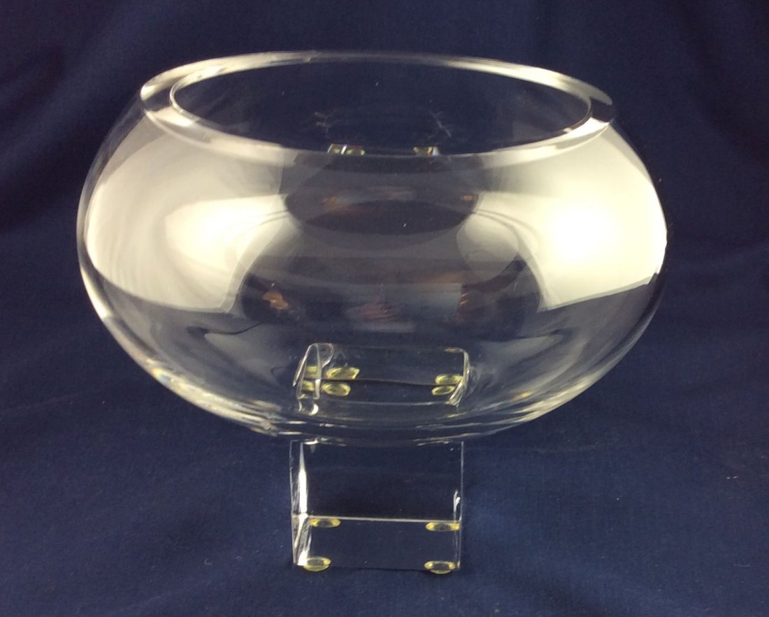 Orrefors Crystal Bowl On Stand: 7 1/2" H x 9 1/2"W