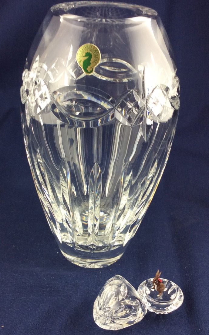 Waterford Vase, Waterford Covered Egg: Vase 9 1/4"H, Egg 2 1/4"H