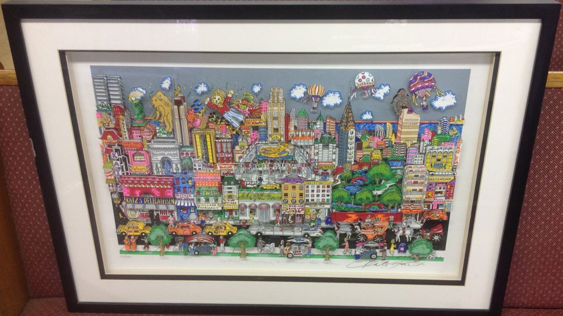 Charles Fazzino 3D Pop Art "Uptown, Downtown...: "Uptown, Downtown & All Around The Town" 139/200 Pencil signed lower right, 17"H X 27"W