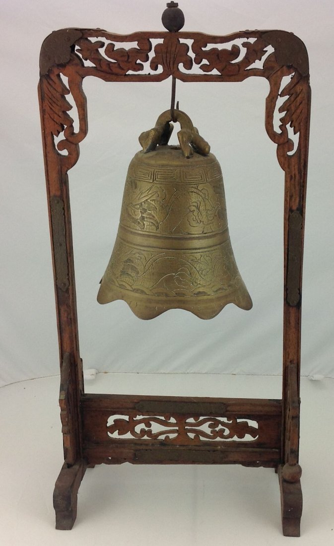 Ornate Asian Chinese Brass Gong Temple Bell (1 of 2)