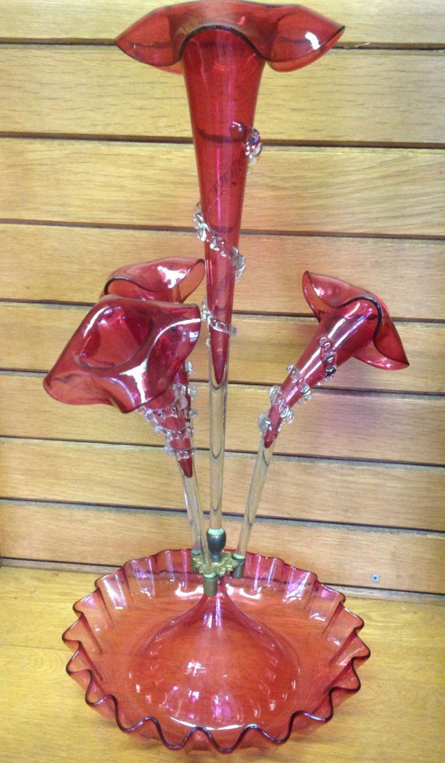Victorian Cranberry Glass Epergne (1 of 4)