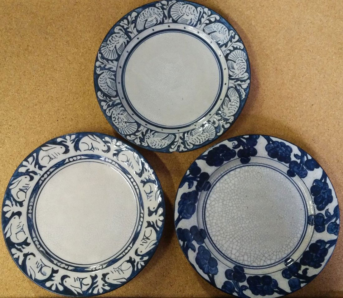3 Dedham Pottery Plates, Turkey, Grape, Rabbit - by (1 of 10)