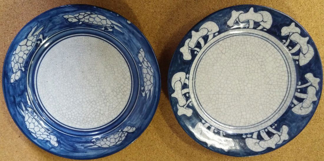 2 Dedham Pottery Plates, Turtles & Mushrooms - by MAUDE (1 of 6)