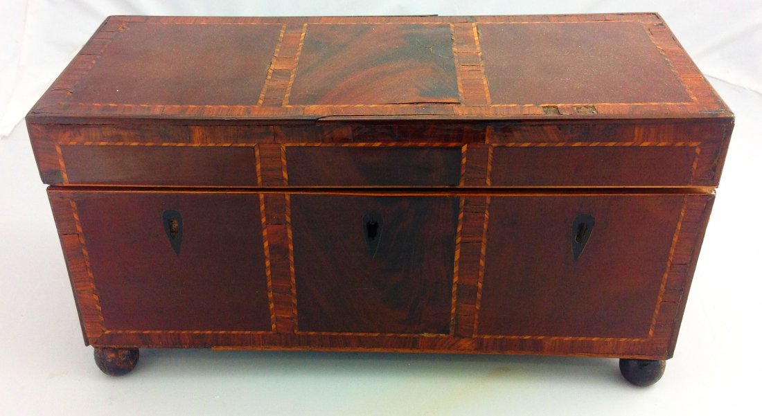 Federal Walnut Veneered Tea Caddy (1 of 3)