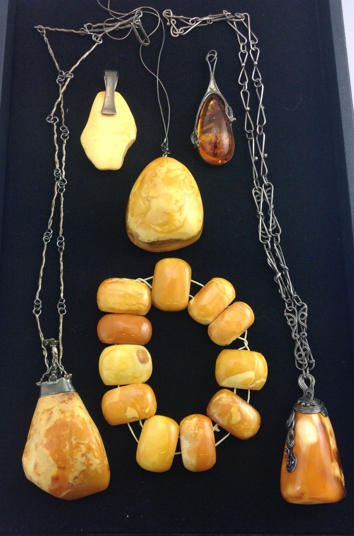Lot of Natural Amber Jewelry Sterling Silver Necklace (1 of 2)