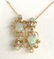 Ladies 14K Gold Necklace Filigree Diamond Opal Pendant