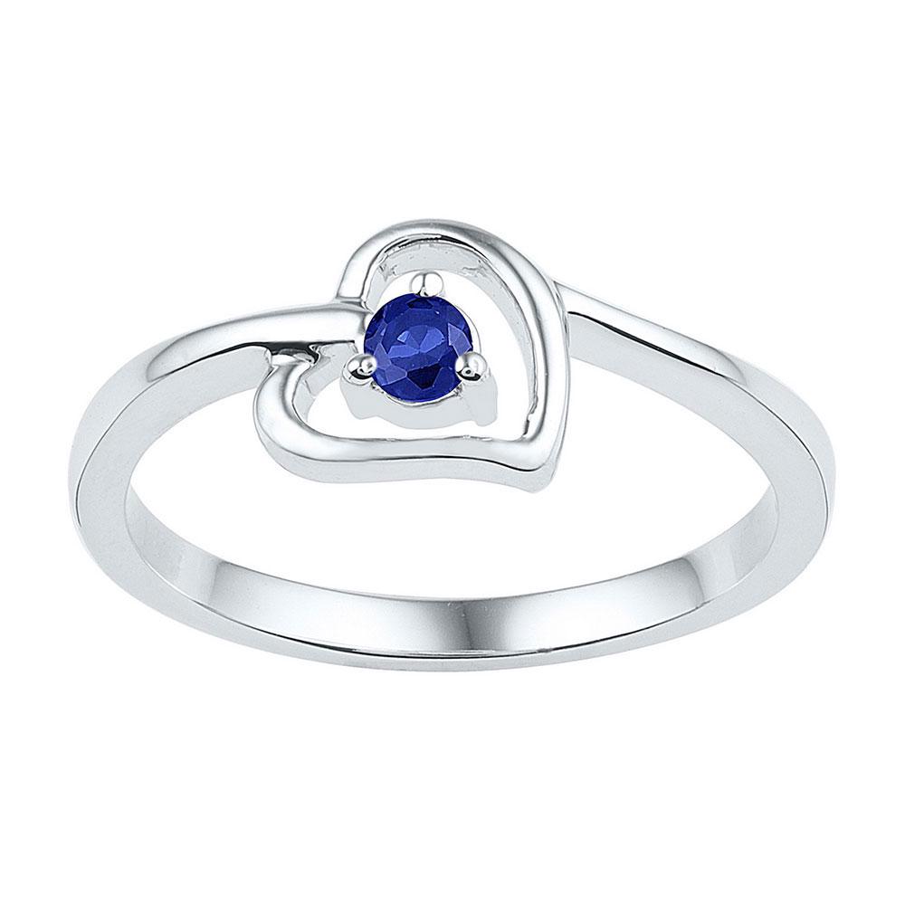 Sterling Silver Round Lab-Created Blue Sapphire: Sterling Silver Round Lab-Created Blue Sapphire Solitaire Heart Ring 1/4 Cttw Manufacturer Model: JSC-103816 Description Sterling Silver Womens
