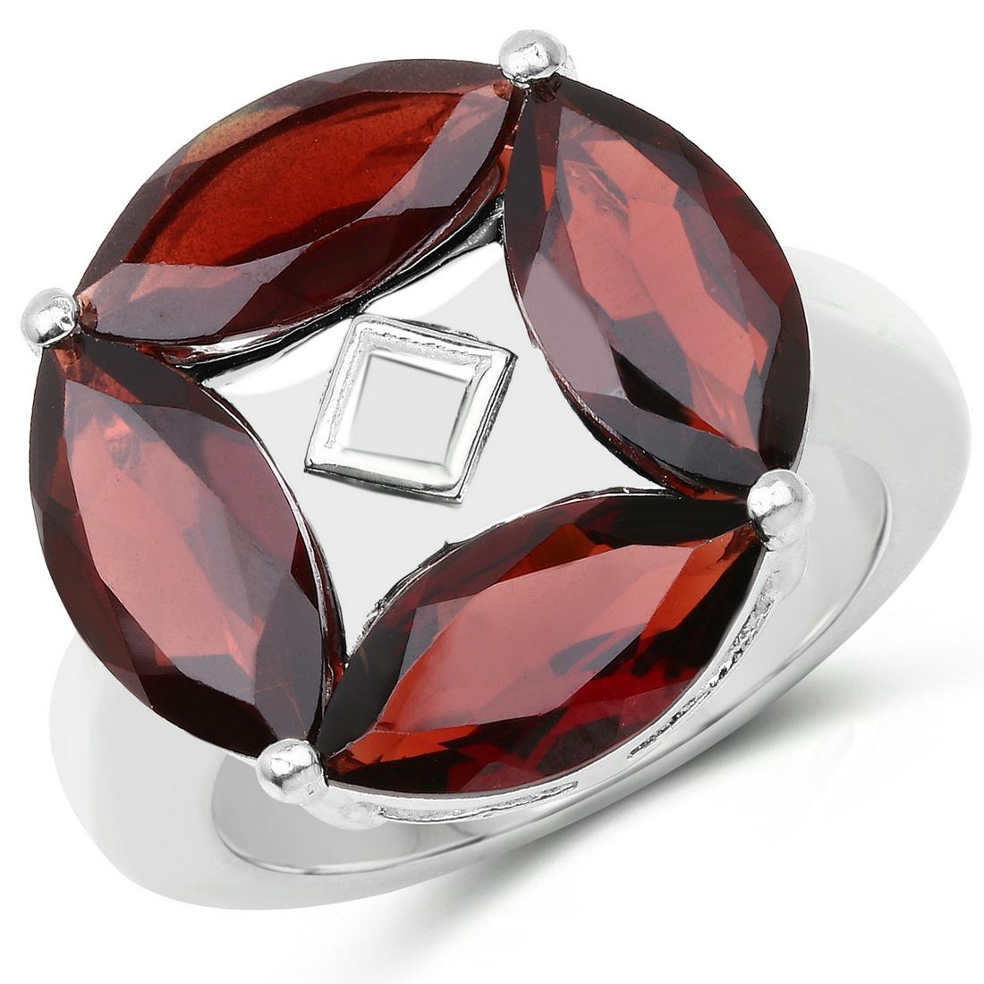 8.64 ctw Genuine Hydrabadi Garnet .925 Sterling Silver: 8.64 Carat Genuine Hydrabadi Garnet .925 Sterling Silver Ring Garnet Marquise/12x6mm - 4/8.64 ctw Natural Not Treated Metal Type: .925 Sterling Silver Approx. Item Weight: 8.78 grams SKU: QR4047G-SSR