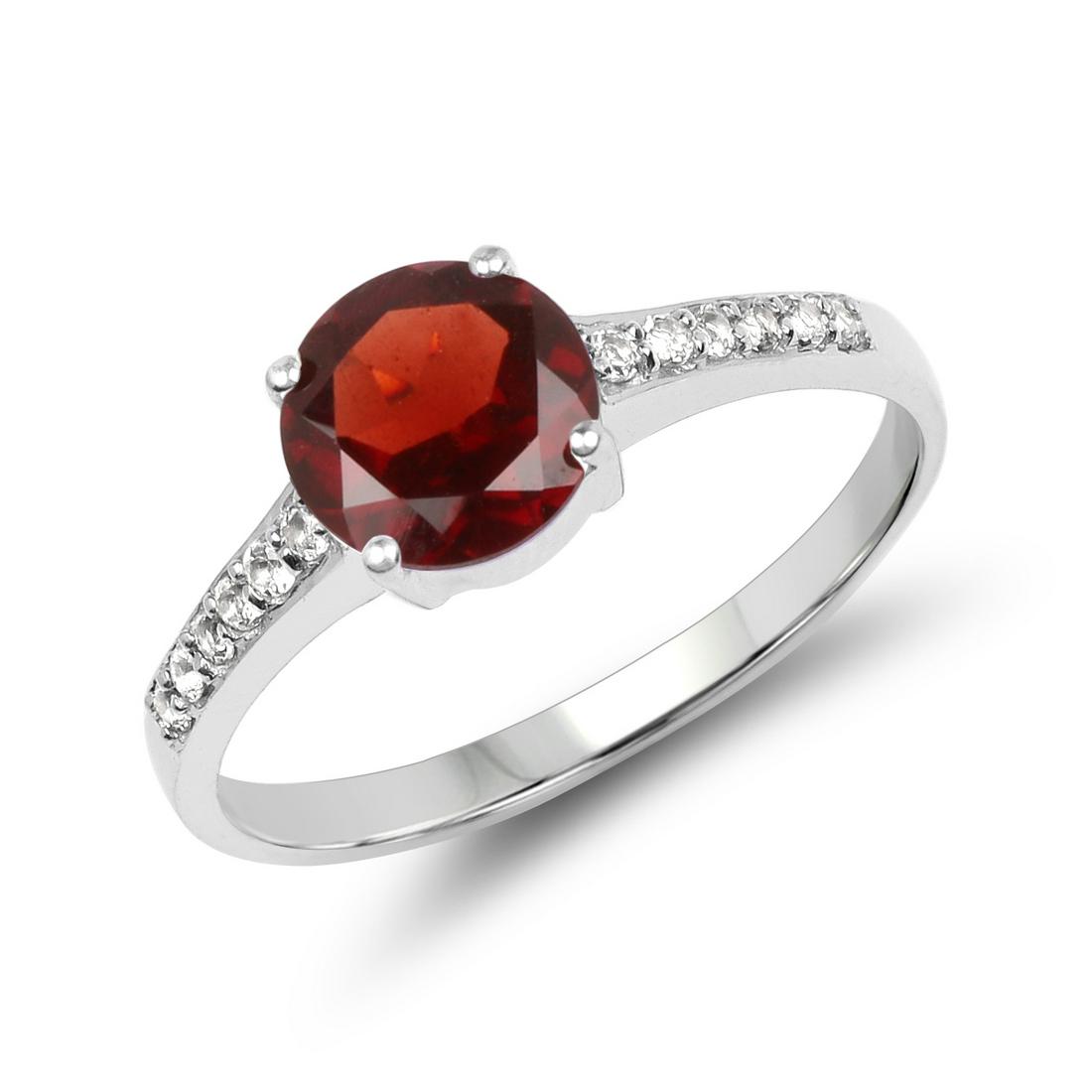 1.66 ctw Genuine Garnet & White Topaz .925 Sterling: 1.66 Carat Genuine Garnet & White Topaz .925 Sterling Silver Ring Garnet Round/7.00mm - 1/1.54 ctw Natural Not Treated White Topaz Round/1.25mm - 12/0.12 ctw Natural Heat Treated C Metal Type: .925 St