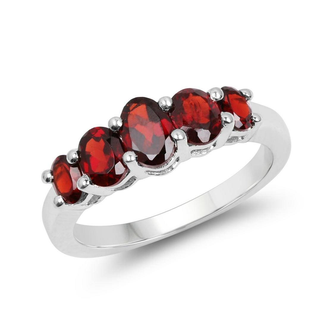 1.91 ctw Genuine Garnet .925 Sterling Silver Ring: 1.91 Carat Genuine Garnet .925 Sterling Silver Ring Garnet Oval/6x4mm - 1/0.51 ctw Natural Not Treated Garnet Oval/5x4mm - 2/1.00 ctw Natural Not Treated Garnet Oval/4x3mm - 2/0.40 ctw Natural Not Tre