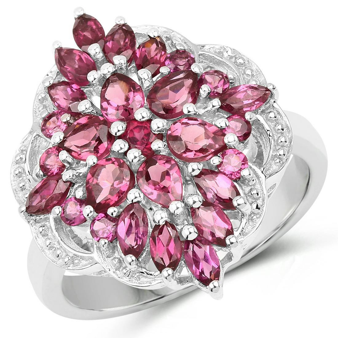 2.81 ctw Genuine Rhodolite .925 Sterling Silver Ring: 2.81 Carat Genuine Rhodolite .925 Sterling Silver Ring Rhodolite Garnet Round/3.00mm - 1/0.13 ctw Natural Not Treated Rhodolite Garnet Round/2.00mm - 8/0.40 ctw Natural Not Treated Rhodolite Garnet Pe