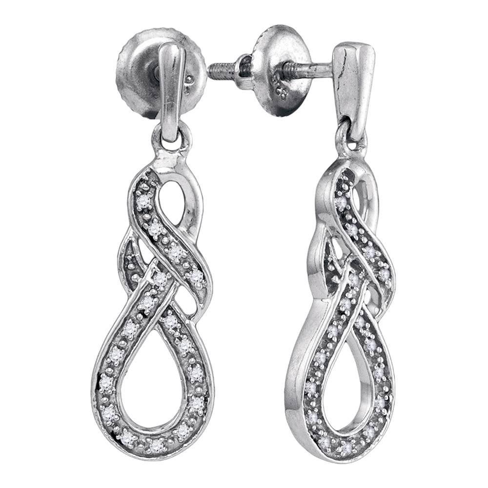 Sterling Silver Round Diamond Infinity Dangle Screwback: Sterling Silver Round Diamond Infinity Dangle Screwback Earrings 1/8 Cttw Manufacturer Model: JSC-90189 Description Sterling Silver Womens Round