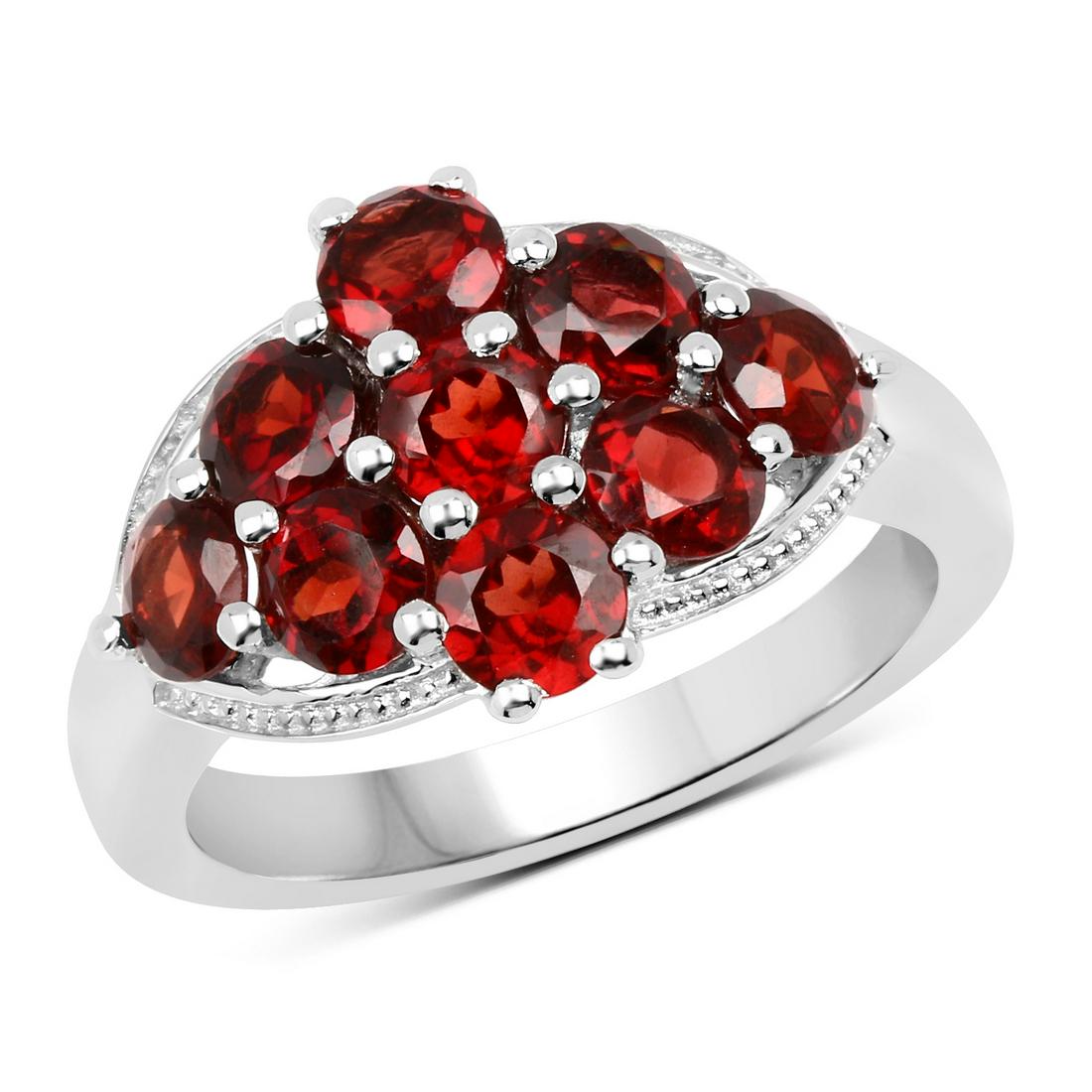 2.88 ctw Genuine Garnet .925 Sterling Silver Ring: 2.88 Carat Genuine Garnet .925 Sterling Silver Ring Garnet Round/4.00mm - 9/2.88 ctw Natural Not Treated Metal Type: .925 Sterling Silver Approx. Item Weight: 4.93 grams SKU: QR19054G-SSR