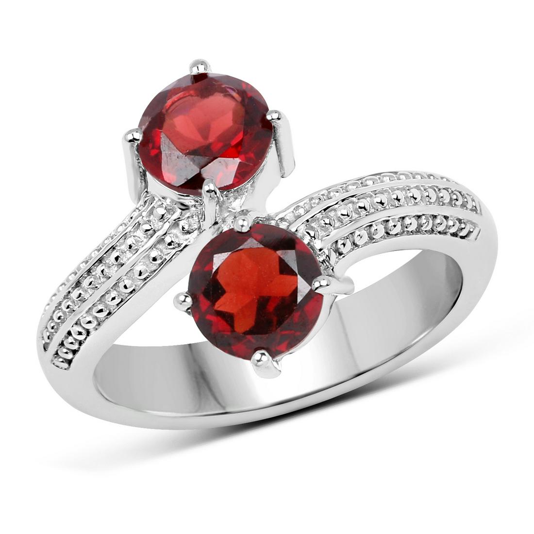 1.80 ctw Genuine Garnet .925 Sterling Silver Ring: 1.80 Carat Genuine Garnet .925 Sterling Silver Ring Garnet Round/6.00mm - 2/1.80 ctw Natural Not Treated Metal Type: .925 Sterling Silver Approx. Item Weight: 5.71 grams SKU: QR19167G-SSR