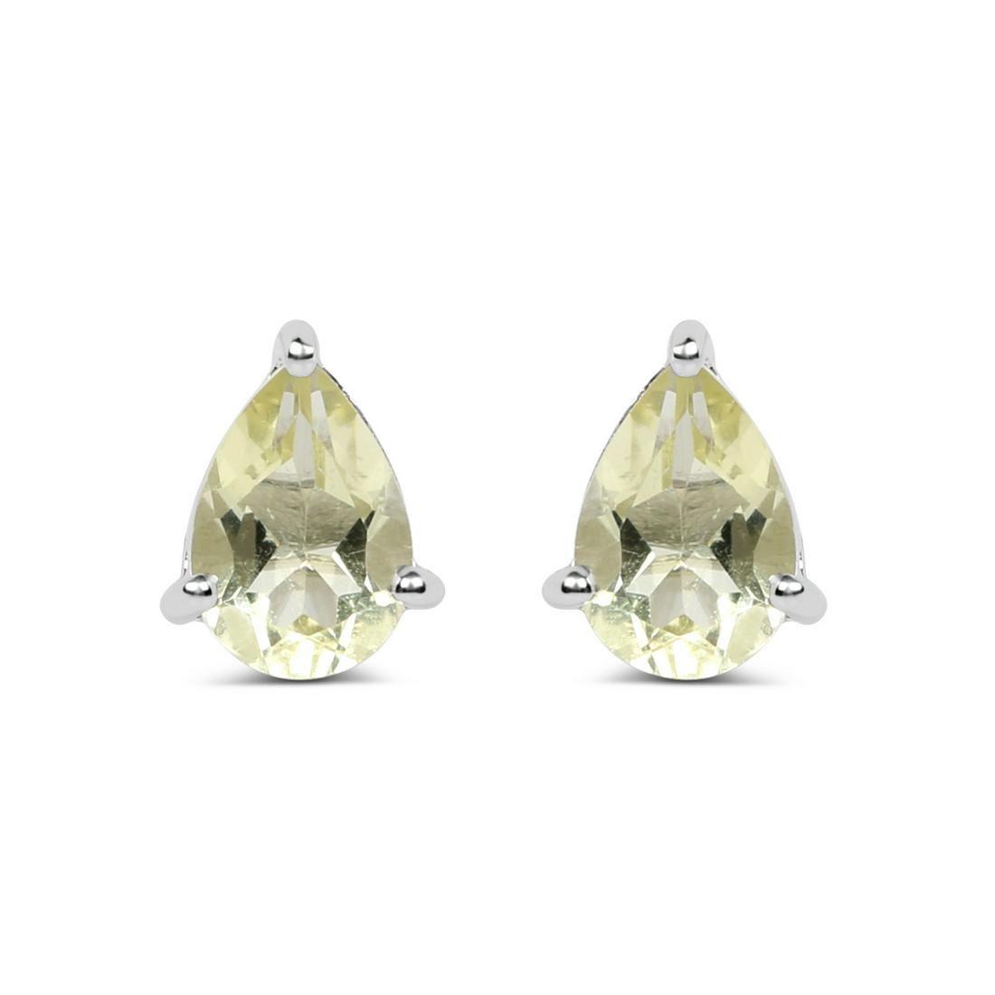 1.24 ctw Genuine Lemon Quartz .925 Sterling Silver: 1.24 Carat Genuine Lemon Quartz .925 Sterling Silver Earrings Lemon Quartz Pear/7x5mm - 2/1.24 ctw Natural Not Treated Metal Type: .925 Sterling Silver Approx. Item Weight: 1.6 grams SKU: QE1241LQ-SSR