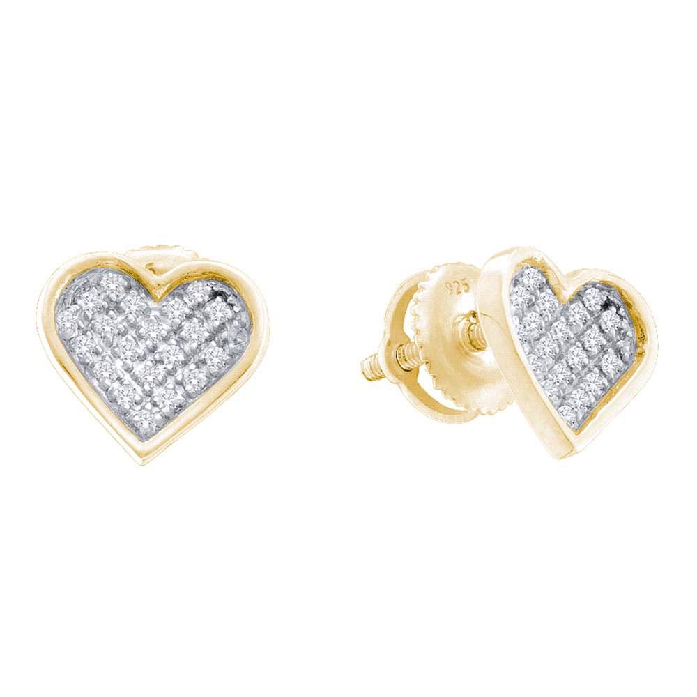 Sterling Silver Round Diamond Yellow-tone Heart Cluster: Sterling Silver Round Diamond Yellow-tone Heart Cluster Earrings 1/10 Cttw Manufacturer Model: JSC-57562 Description Sterling Silver Womens Round Di