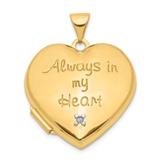 14k Yellow Gold Heart w/Diamond Locket and Heart Charm: One piece 14k Yellow Gold Heart w/Diamond Locket and Heart Charm - 21 mm SKU: 3K202464