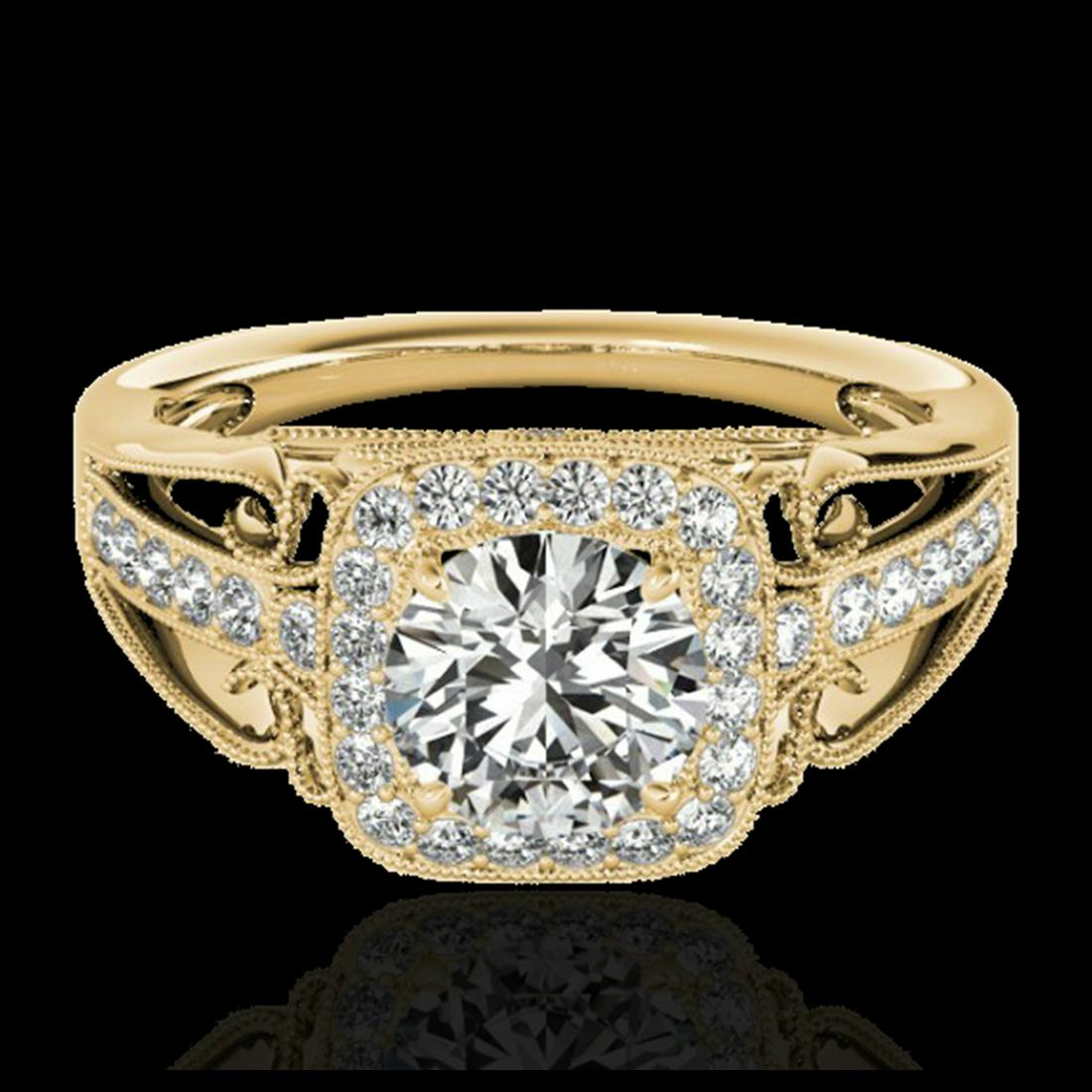 1.30 ctw H-SI/I Diamond Solitaire Halo Ring 10K Yellow: 1.30 ctw H-SI/I Diamond Solitaire Halo Ring 10K Yellow Gold Designer Brand Luxury Jewelry, made in the USA Suggested Retail Price: $9,100 Factory offers perfect factory sizing, for all rings & custom 