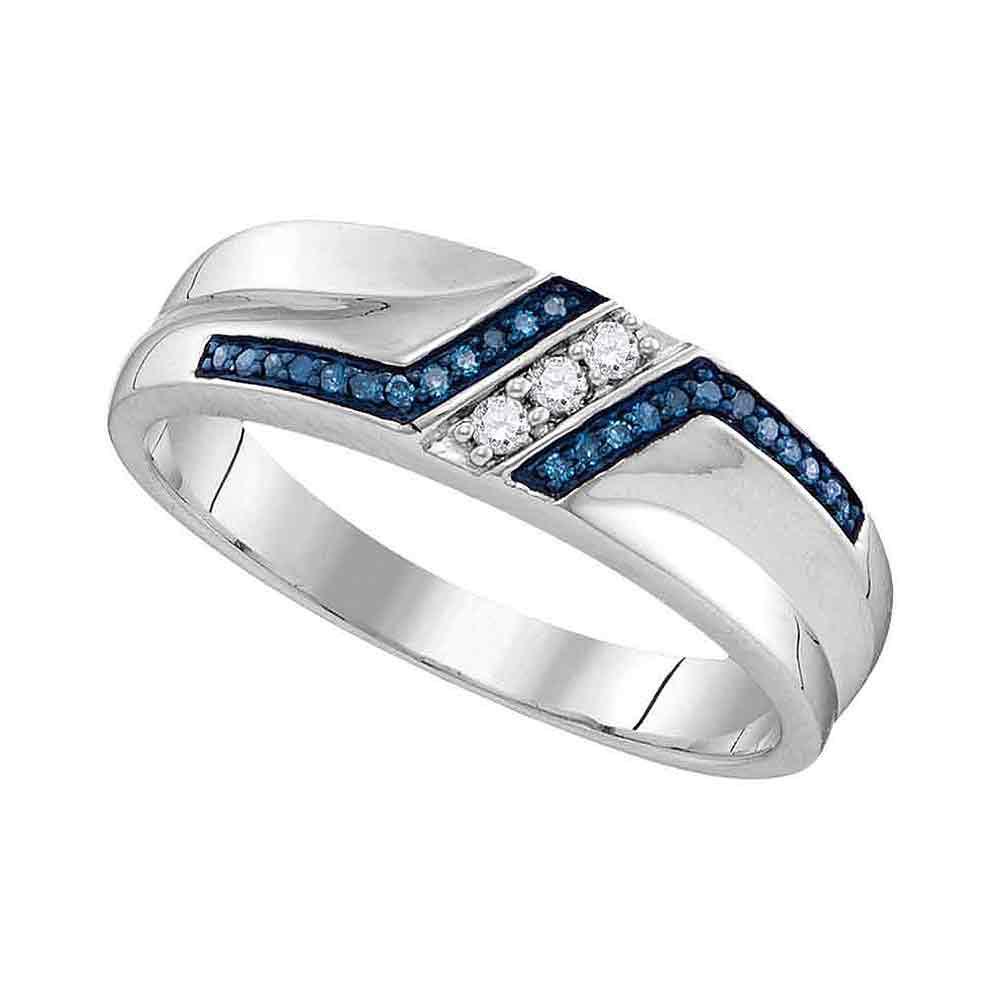 Sterling Silver Mens Round Blue Color Enhanced Diamond: Sterling Silver Mens Round Blue Color Enhanced Diamond Wedding Band 1/5 Cttw Manufacturer Model: JSC-110755 Description Sterling Silver Mens Round B