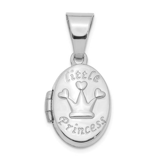 14k White Gold Little Princess 16 mm Oval Locket: One piece 14k White Gold Little Princess 16 mm Oval Locket Pendant SKU: 3K202528