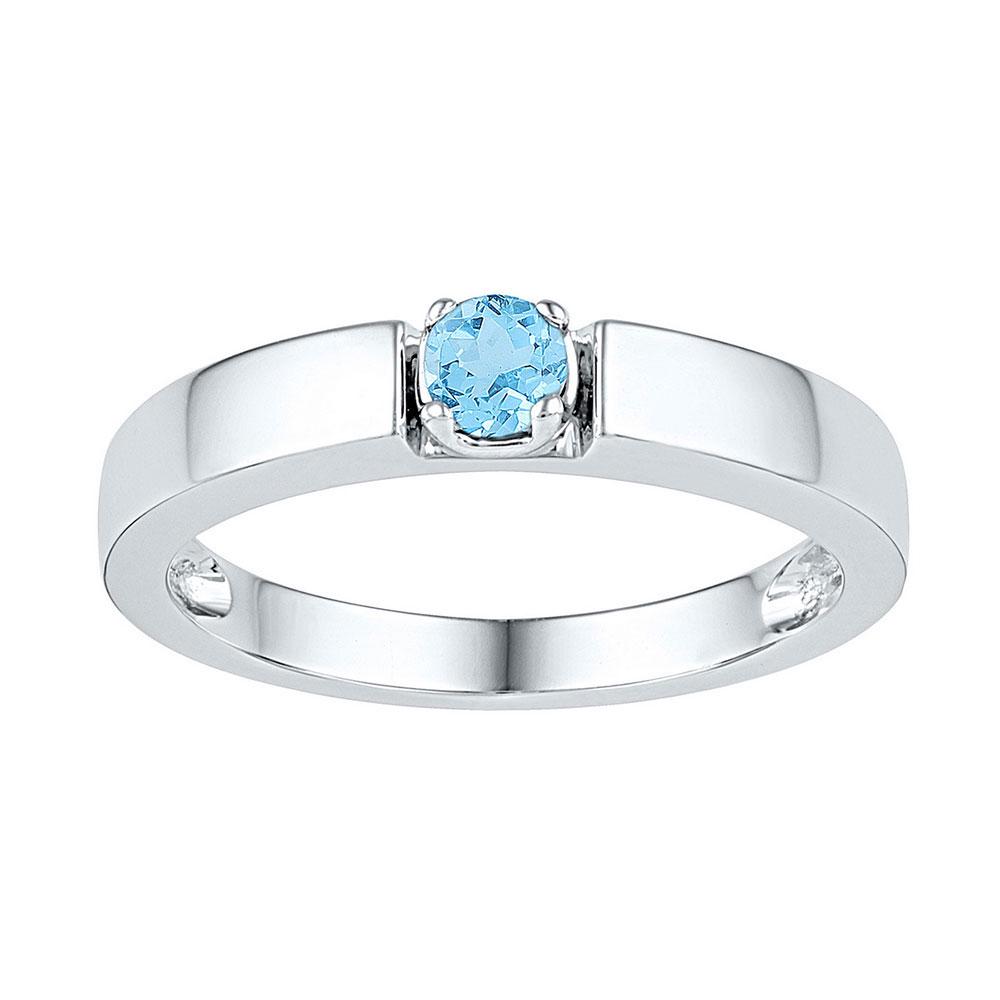 Sterling Silver Round Lab-Created Blue Topaz Solitaire: Sterling Silver Round Lab-Created Blue Topaz Solitaire Ring 1/3 Cttw Manufacturer Model: JSC-103841 Description Sterling Silver Womens Round Lab-Cre