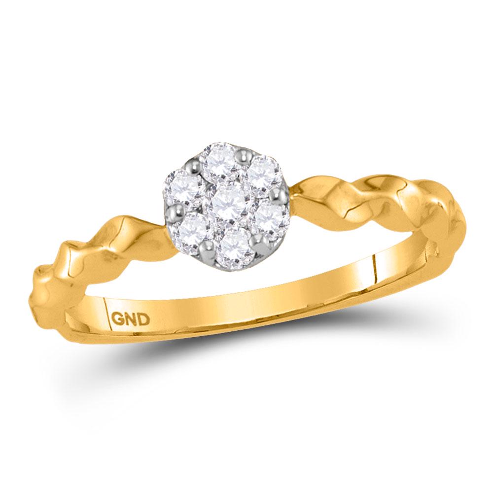 10kt Yellow Gold Round Diamond Flower Cluster Stackable: 10kt Yellow Gold Round Diamond Flower Cluster Stackable Band Ring 1/4 Cttw Manufacturer Model: JSC-118105 Description 10kt Yellow Gold Womens Ro