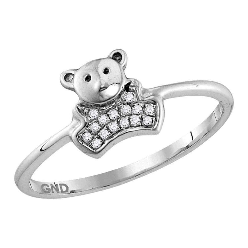 10kt White Gold Round Diamond Teddy Bear Cluster Ring: 10kt White Gold Round Diamond Teddy Bear Cluster Ring 1/20 Cttw Manufacturer Model: JSC-115905 Description 10kt White Gold Womens Round Diamond