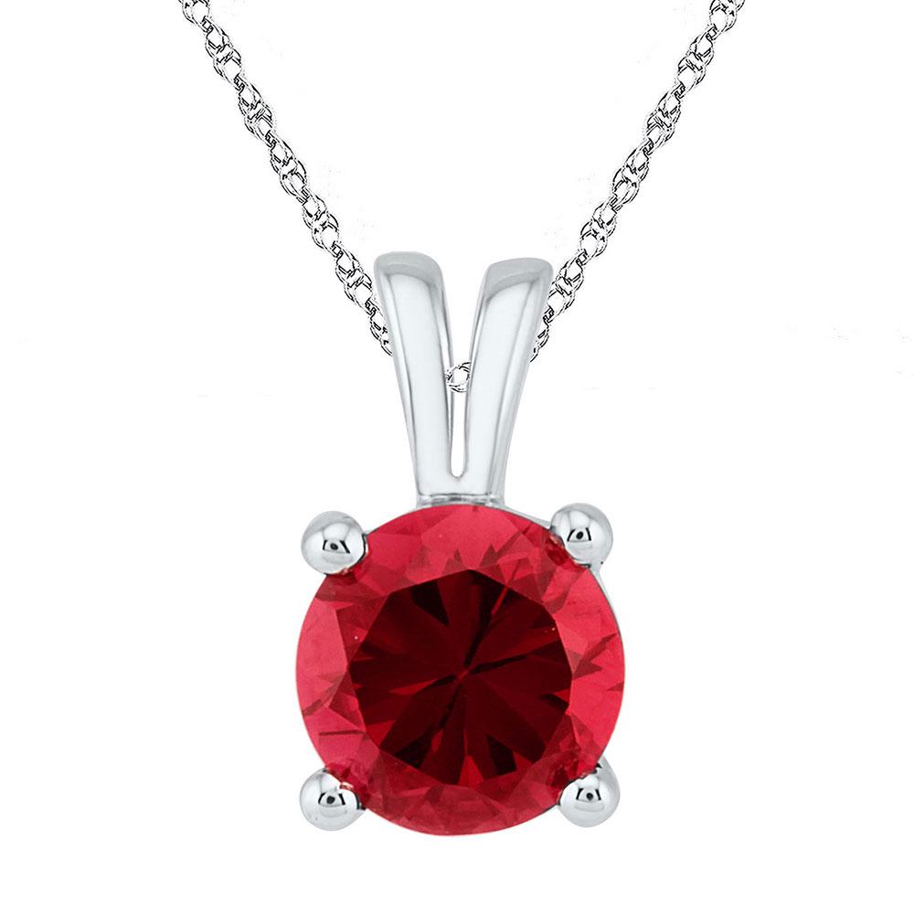 Sterling Silver Round Lab-Created Ruby Solitaire: Sterling Silver Round Lab-Created Ruby Solitaire Pendant 1-1/3 Cttw Manufacturer Model: JSC-106727 Description Sterling Silver Womens Round Lab-Crea
