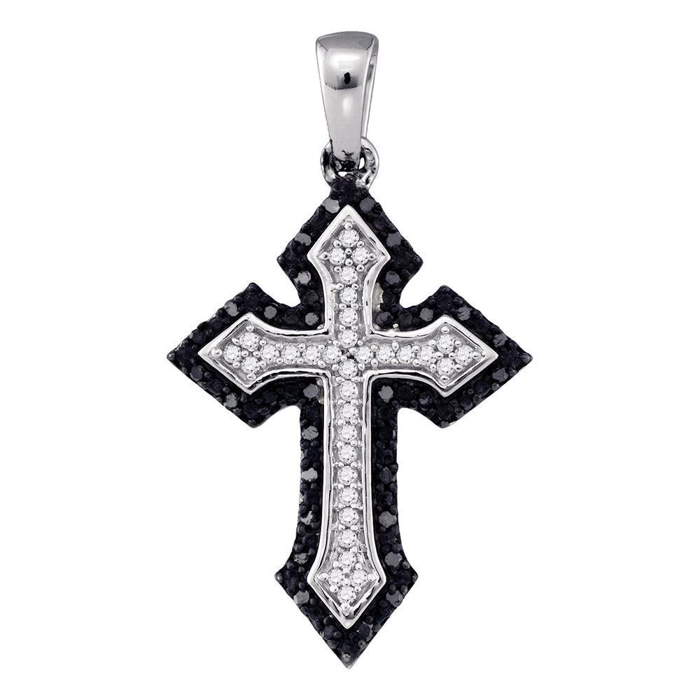 10k White Gold Black Color Enhanced Diamond Cross: 10k White Gold Black Color Enhanced Diamond Cross Crucifix Pendant Unique 1/5 Cttw Manufacturer Model: JSC-81448 Description 10k White Gold Blac