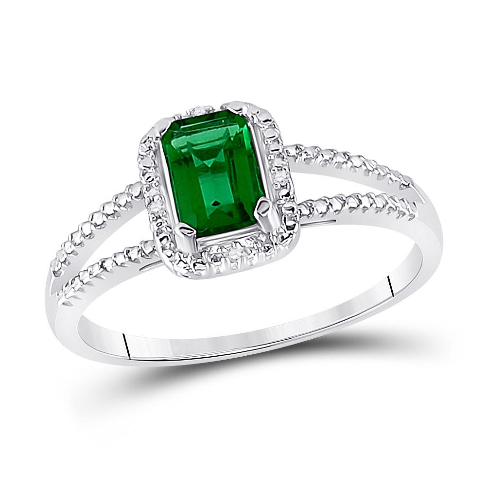 Sterling Silver Lab-Created Emerald Solitaire Diamond: Sterling Silver Lab-Created Emerald Solitaire Diamond Split-shank Ring 1-1/2 Cttw Manufacturer Model: JSC-101194 Description Sterling Silver Womens