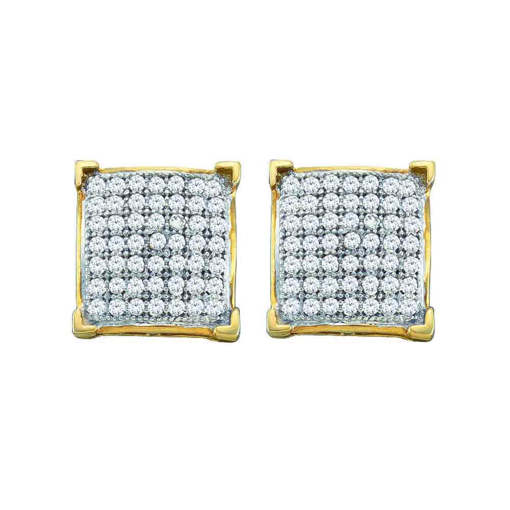 10kt Yellow Gold Round Diamond Square Cluster Earrings: 10kt Yellow Gold Round Diamond Square Cluster Earrings 1/6 Cttw Manufacturer Model: JSC-50584 Description 10kt Yellow Gold Womens Round Diamond