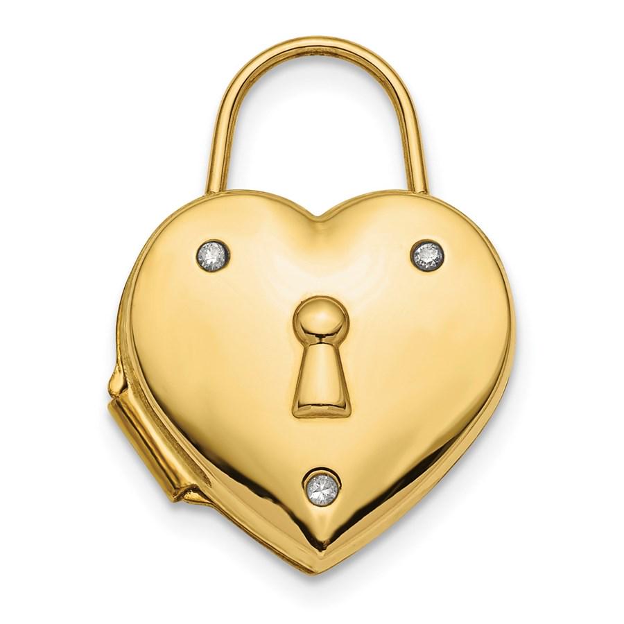 14k Yellow Gold Diamond Heart Lock Locket - 15 mm: 14k Yellow Gold Diamond Heart Lock Locket - 15 mm Your winning item will match the quality of the product shown. Dates will be according to listing, may or may not vary.