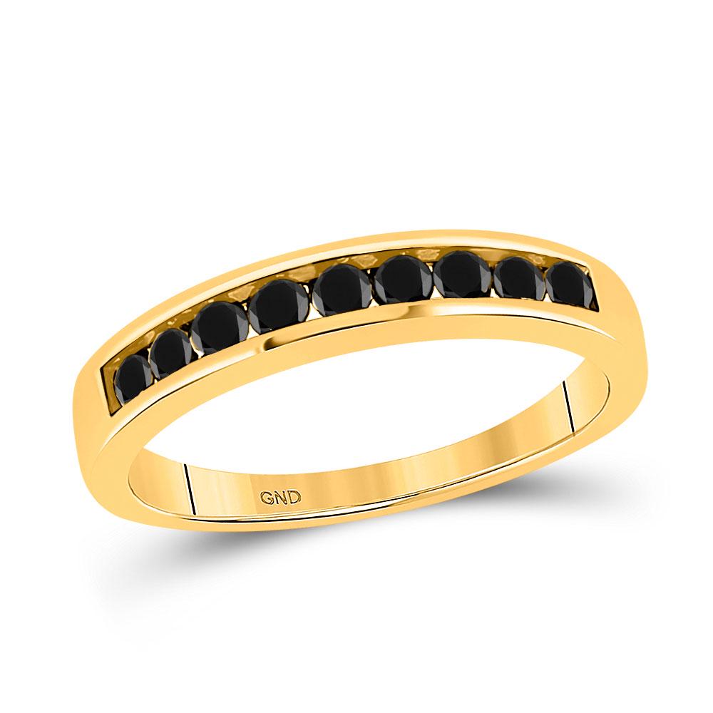 10kt Yellow Gold Mens Round Black Color Enhanced: 10kt Yellow Gold Mens Round Black Color Enhanced Diamond Wedding Band Ring 1/2 Cttw Manufacturer's Suggested Retail Price: $820.00 Manufacturer Model: GND-81829 Description