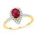 10kt Yellow Gold Womens Pear Lab-Created Ruby Solitaire