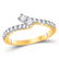 14kt Yellow Gold Womens Round Diamond 2-stone Bridal