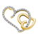 14kt Two-tone Gold Womens Round Diamond Heart Pendant