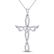 10kt White Gold Womens Round Diamond Cross Heart Winged