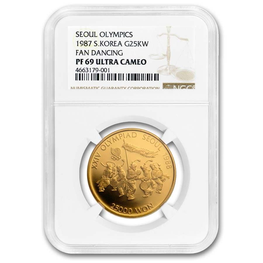 1986 South Korea Gold 25,000 Won PF-69 NGC: 1986 South Korea Gold 25,000 Won PF-69 NGC Your winning item will match the quality of the product shown. Dates will be according to listing, may or may not vary.