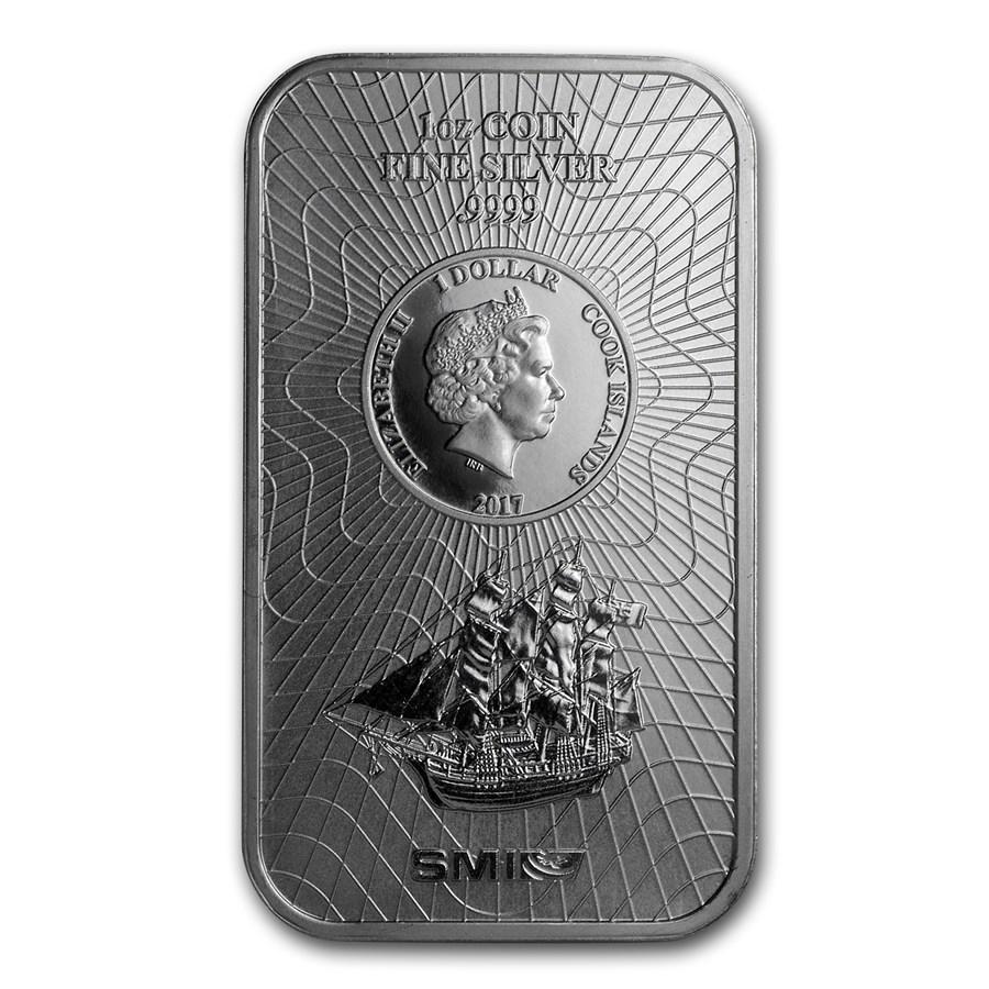 2017 1 oz Silver Cook Islands Bounty Coin Bar (.9999: 2017 1 oz Silver Cook Islands Bounty Coin Bar (.9999 Fine) Your winning item will match the quality of the product shown. Dates will be according to listing, may or may not vary.
