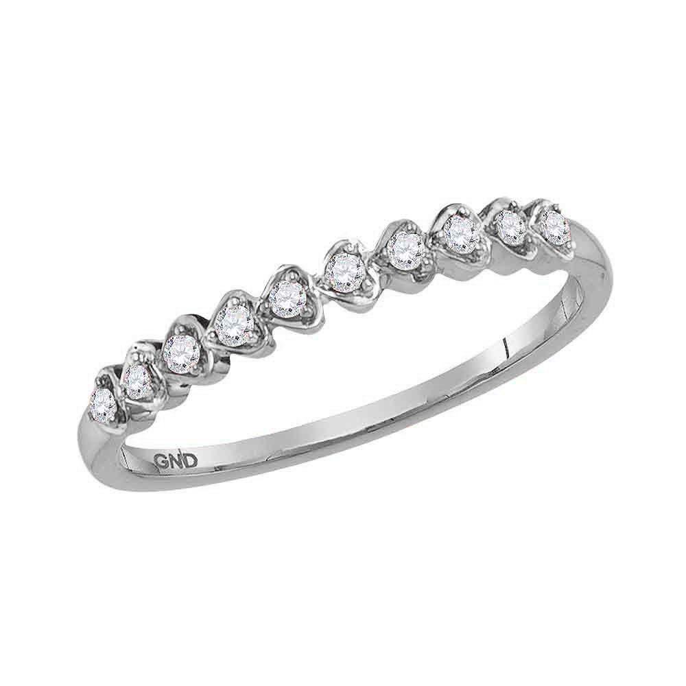 14kt White Gold Womens Round Diamond Heart Stackable: 14kt White Gold Womens Round Diamond Heart Stackable Band Ring 1/10 Cttw Manufacturer's Suggested Retail Price: $590.00 Manufacturer Model: GND-119018 Description