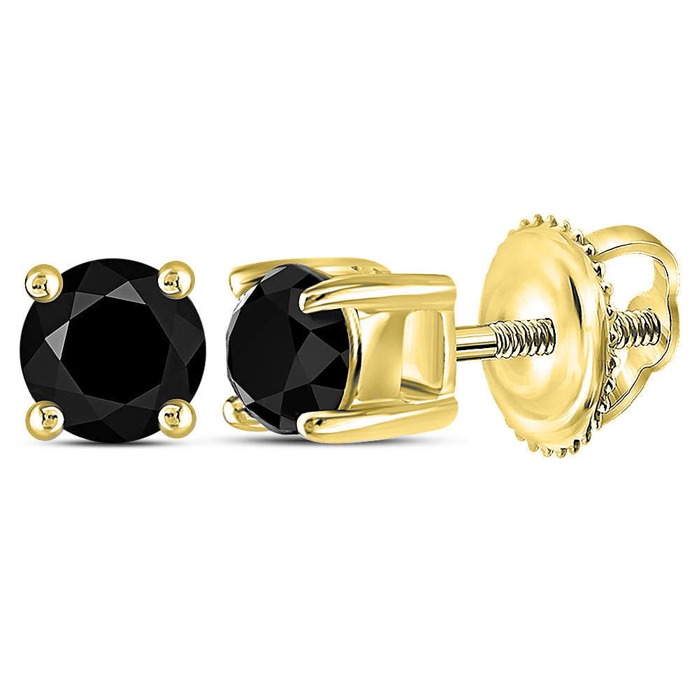 14kt White Gold Unisex Round Black Color Enhanced: 14kt White Gold Unisex Round Black Color Enhanced Diamond Solitaire Stud Earrings 1/2 Cttw Manufacturer's Suggested Retail Price: $590.00 Manufacturer Model: GND-60615 Description