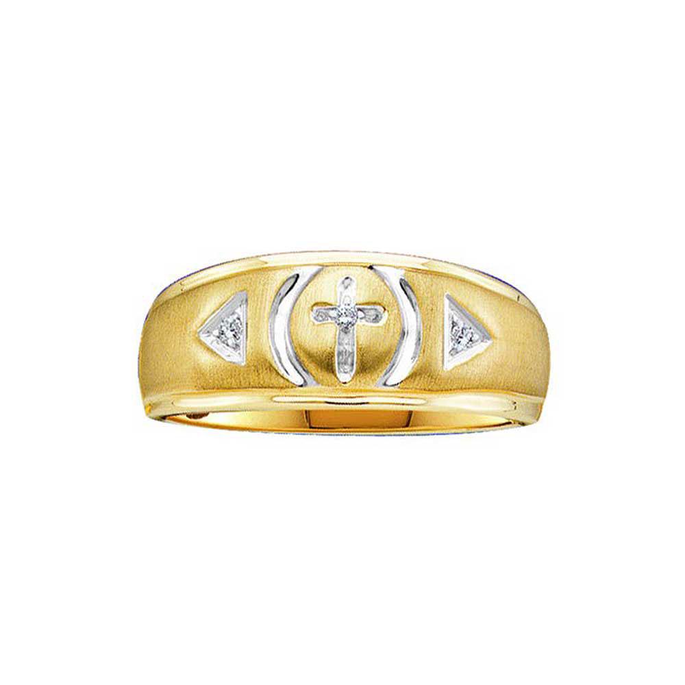 Yellow-tone Sterling Silver Mens Round Diamond Cross: Yellow-tone Sterling Silver Mens Round Diamond Cross Wedding Band Ring 1/20 Cttw Manufacturer's Suggested Retail Price: $150.00 Manufacturer Model: GND-45886 Description